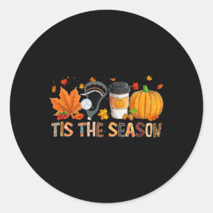 Die Saison Leopard Pumpkin Lacrosse Halloween Fall Runder Aufkleber