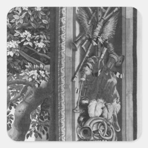 Die Saison-Tapisserie, Grenze, Gobelinfabrik Quadratischer Aufkleber