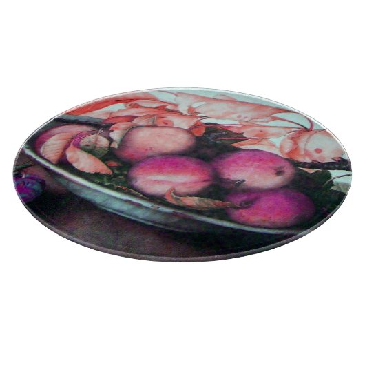 DIE SAISON'S OBST, PEACHES, PRUNES PLATE Still Lif Schneidebrett (Ecke)