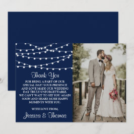 Die Saitenleuchten an der Blue Wedding Collection Dankeskarte