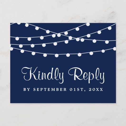 Die Saitenleuchten an der Blue Wedding Collection Einladungspostkarte (Vorderseite)