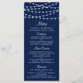 Die Saitenleuchten an der Blue Wedding Collection Menükarte (Vorderseite)