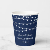 Die Saitenleuchten an der Blue Wedding Collection Pappbecher (Rückseite)