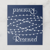 Die Saitenleuchten an der Blue Wedding Collection Platzkarte (Außenseite Aufgefaltet)