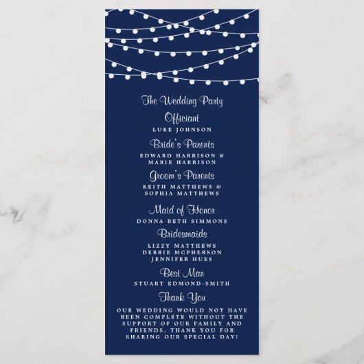 Die Saitenleuchten an der Blue Wedding Collection Programm (Rückseite)