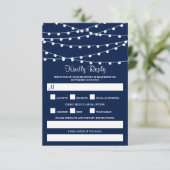 Die Saitenleuchten an der Blue Wedding Collection RSVP Karte (Stehend Vorderseite)