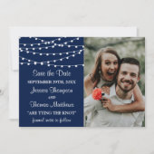 Die Saitenleuchten an der Blue Wedding Collection Save The Date (Vorderseite)