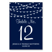 Die Saitenleuchten an der Blue Wedding Collection Tischnummer (Rückseite)