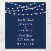 Die Saitenleuchten an der Blue Wedding Collection Weinetikett (Einzelnes Label)