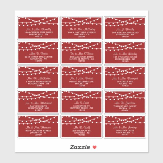 Die Saitenleuchten an der Red Wedding Collection Aufkleber (Blatt)