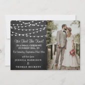 Die Saitenleuchten auf der Chalkboard-Hochzeitssam Ankündigung (Vorderseite)