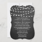 Die Saitenleuchten auf der Chalkboard-Hochzeitssam Einladung (Vorderseite)