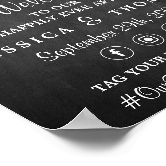 Die Saitenleuchten auf der Chalkboard-Hochzeitssam Poster (Ecke)