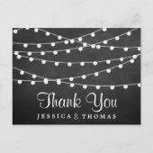 Die Saitenleuchten auf der Chalkboard-Hochzeitssam Postkarte (Vorderseite)