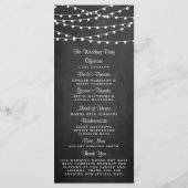 Die Saitenleuchten auf der Chalkboard-Hochzeitssam Programm (Rückseite)