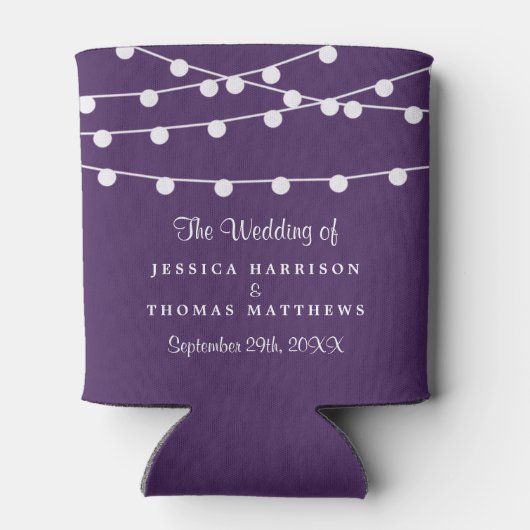 Die Saitenleuchten auf der Lila Hochzeitskollektio Dosenkühler (Rückseite)