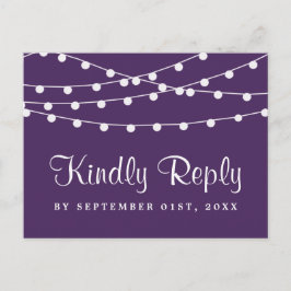 Die Saitenleuchten auf der Lila Hochzeitskollektio Einladungspostkarte