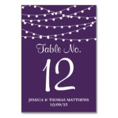 Die Saitenleuchten auf der Lila Hochzeitskollektio Tischnummer (Vorderseite)