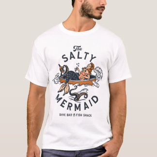 Die salzige Meerjungfrau Bar Fisch-Hütte Cool Retr T-Shirt