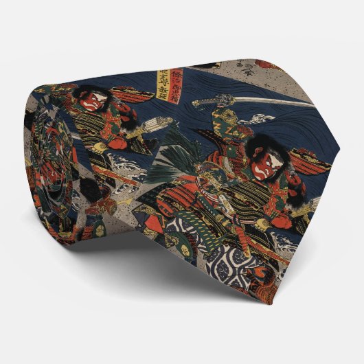 Die Samurai-Krieger Tadanori und Noritsune Krawatte (Gerollt)