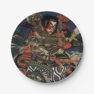 Die Samurai-Krieger Tadanori und Noritsune Pappteller