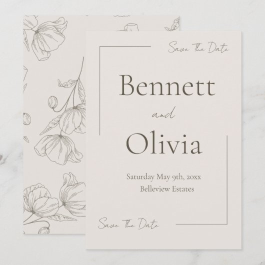 Die sanfte Jahreszeit spart das Datum Save The Date (Vorne/Hinten)