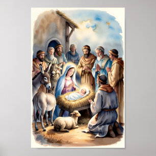 Die sanfte Krippe Christliche Wandkunst Poster