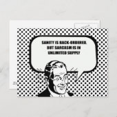 DIE SANITÄT IST ZURÜCKGEORDNET, ABER SARKASM IST U POSTKARTE (Vorne/Hinten)