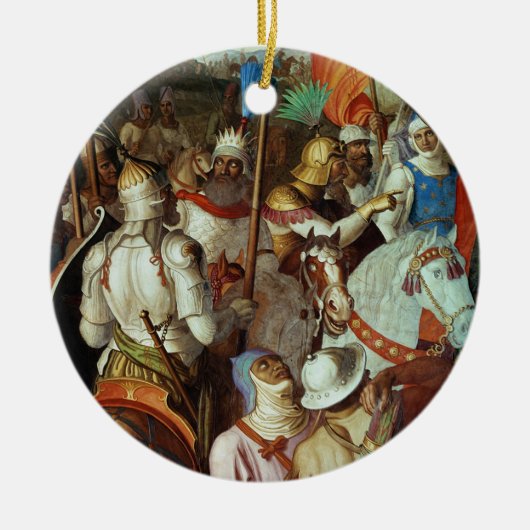 Die Saracen Armee außerhalb Paris, ANZEIGE 730-32 Keramikornament (Vorne)