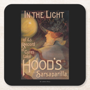 Die Sarsaparille-förderndes Plakat der Haube Rechteckiger Pappuntersetzer