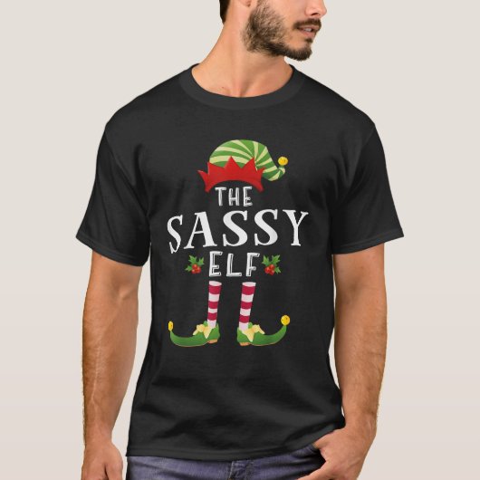 Die Sassy Elf Weihnachten Matching Pajama T-Shirt (Vorderseite)