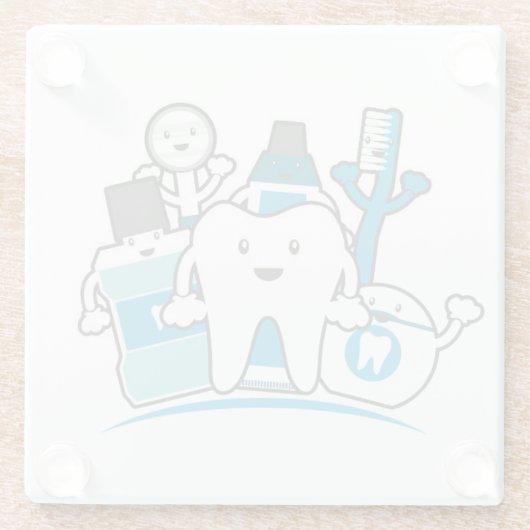 Die saubere Zahn-Gruppe Glasuntersetzer (Rückseite)