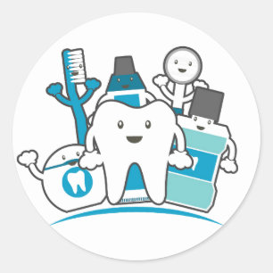 Die saubere Zahn-Gruppe Runder Aufkleber