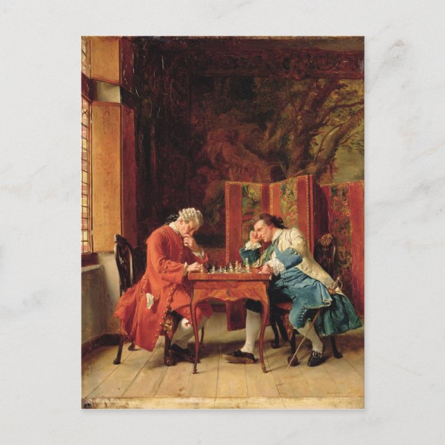 Die Schachspieler, 1856 Postkarte (Vorderseite)