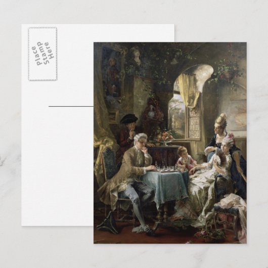 Die Schachspieler, 1887 2 Postkarte (Vorne/Hinten)