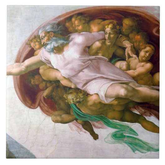 Die Schaffung von Adam (Detail), Michelangelo Fliese (Vorderseite)