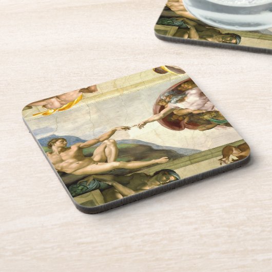 Die Schaffung von Adam durch Michelangelo-schöne Getränkeuntersetzer (Linke Seite)