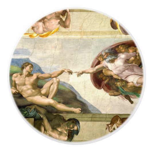 Die Schaffung von Adam durch Michelangelo-schöne Keramikknauf (Vorderseite)