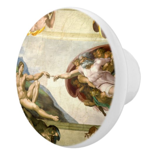 Die Schaffung von Adam durch Michelangelo-schöne Keramikknauf (Rechts)