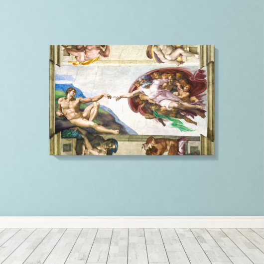 Die Schaffung von Adam | Michelangelo | Leinwanddruck (Insitu (Holzboden))