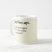 Die Schale muss zustimmen, bevor der Kaffee Kaffeetasse (Vorderseite Links)