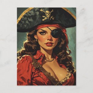 Die scharlachrote Piratenverführerin Postkarte