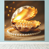 Die Schatzmuschel – Verborgene Perlen Leinwanddruck (Insitu (Holzboden))