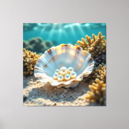 Die Schatzmuschel – Verborgene Perlen Leinwanddruck (Vorderseite)
