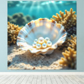 Die Schatzmuschel – Verborgene Perlen Leinwanddruck (Insitu (Holzboden))