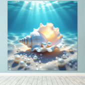 Die Schatzmuschel – Verborgene Perlen Leinwanddruck (Insitu (Holzboden))