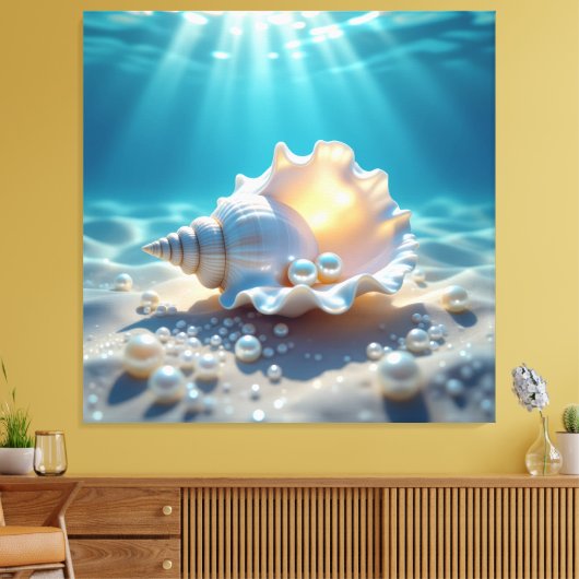 Die Schatzmuschel – Verborgene Perlen Leinwanddruck (Insitu (Wohnzimmer))