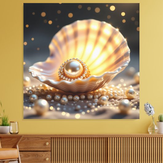 Die Schatzmuschel – Verborgene Perlen Leinwanddruck (Insitu (Wohnzimmer))