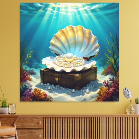 Die Schatzmuschel – Verborgene Perlen Leinwanddruck (Insitu (Wohnzimmer))