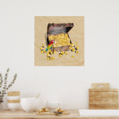 Die Schatztruhe der Piraten auf dem Papier Poster (Küche)